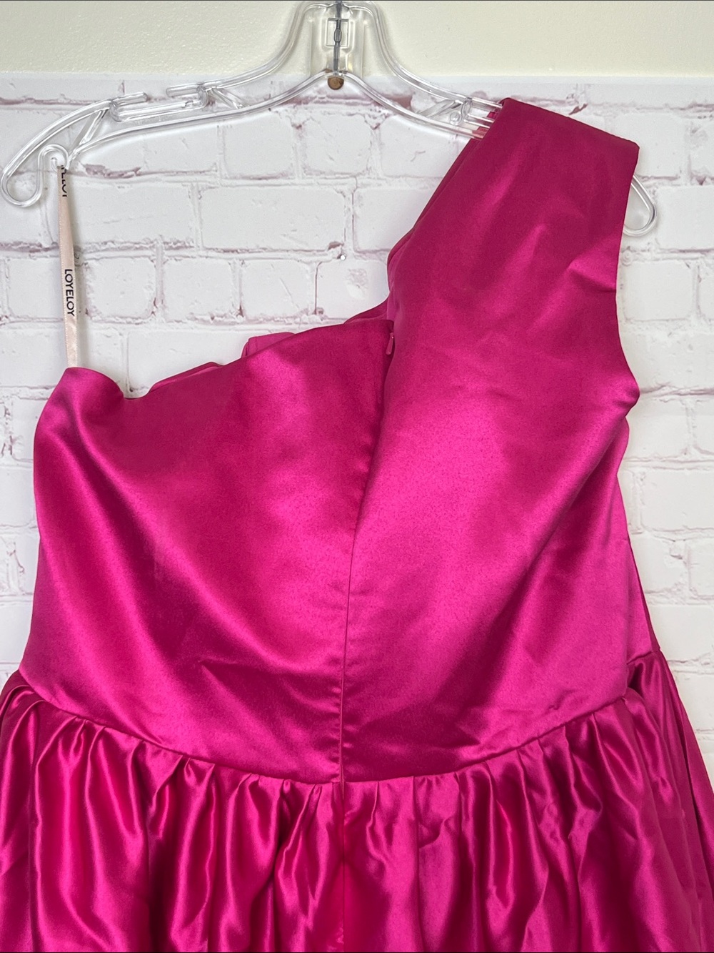 Loyeloy Fuchsia One Shoulder Floor Length Gown - Picture 6 of 14